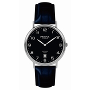 Prisma P.1007 Horloge Signature titanium-leder zilverkleurig-donkerblauw 36 mm