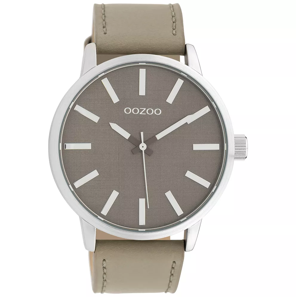 OOZOO C10031 Horloge Timepieces staal-leder rozegrijs 45 mm