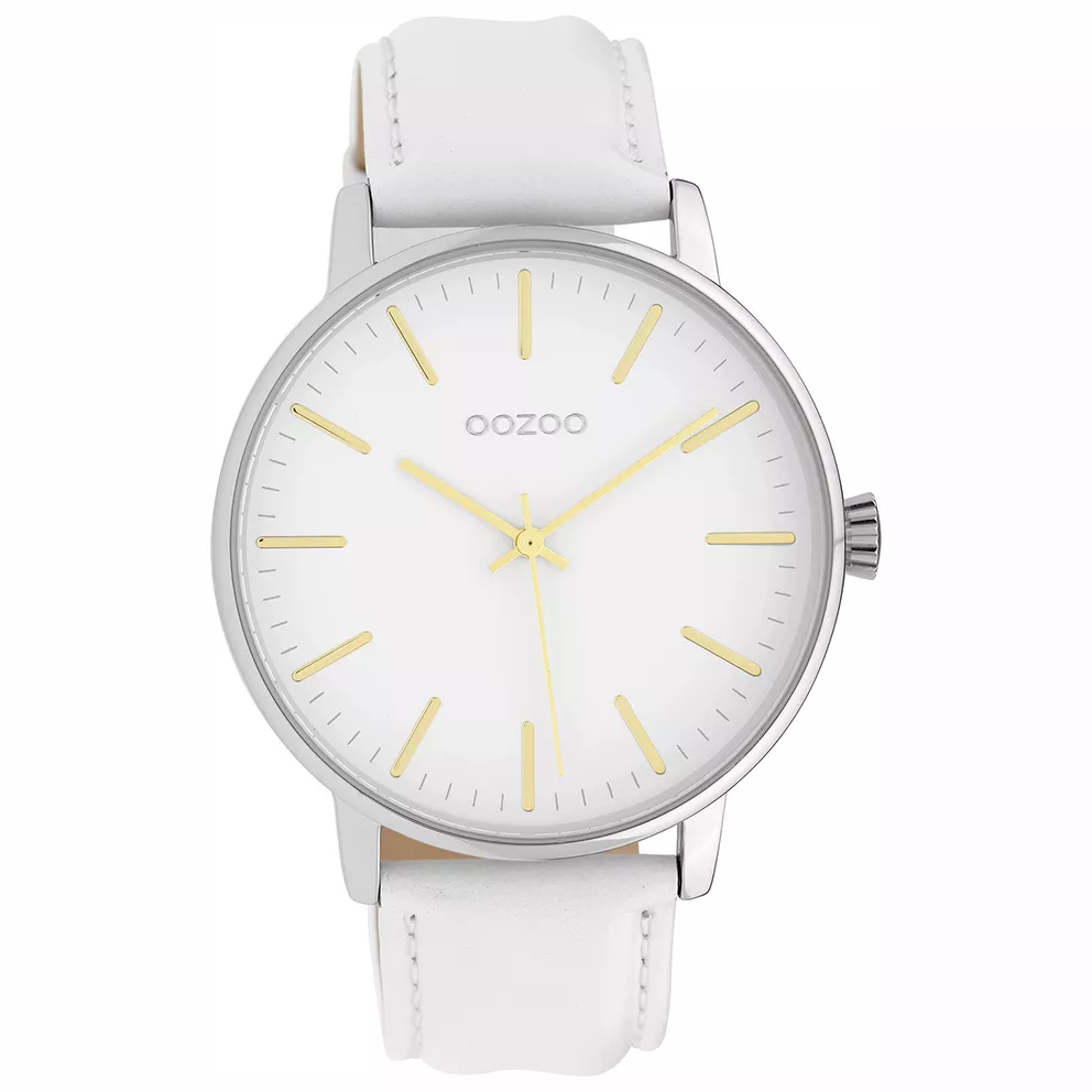 OOZOO C10040 Horloge Timepieces staal-leder wit 42 mm