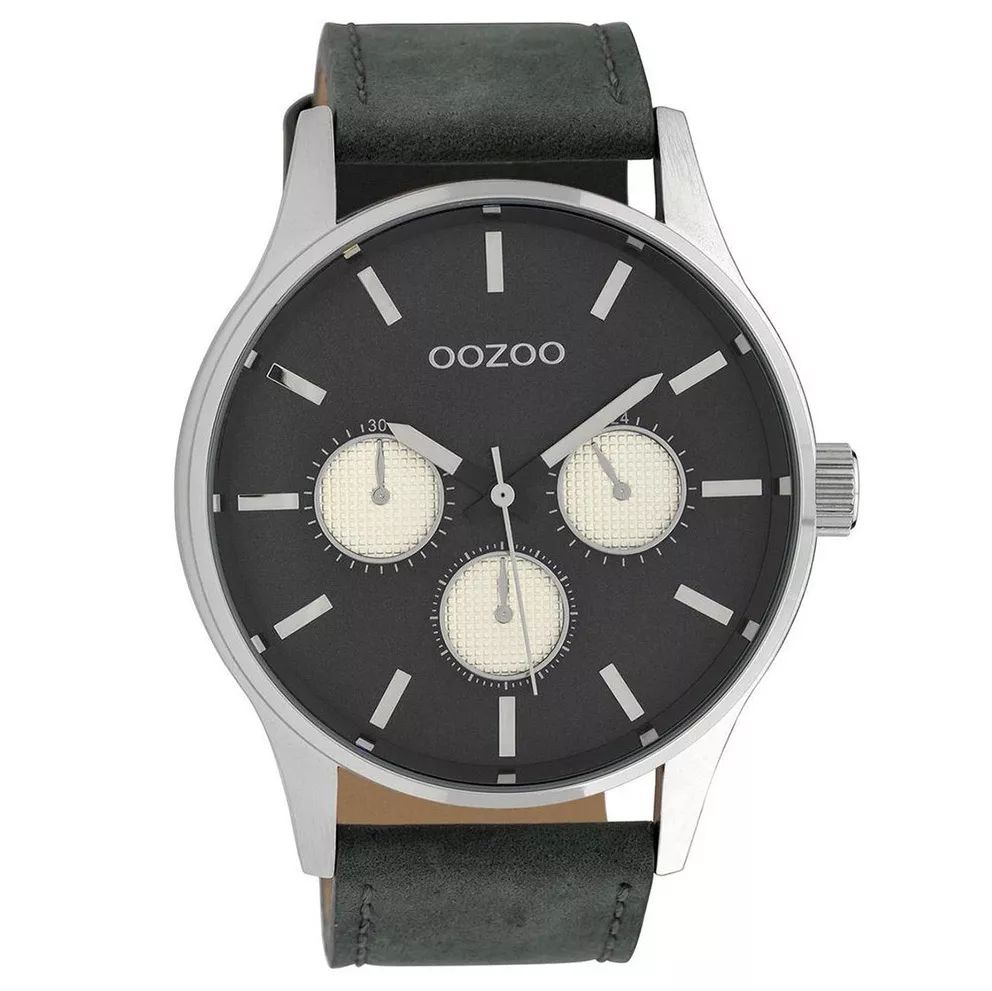OOZOO C10048 Horloge Timepieces staal-leder donkerblauw 48 mm