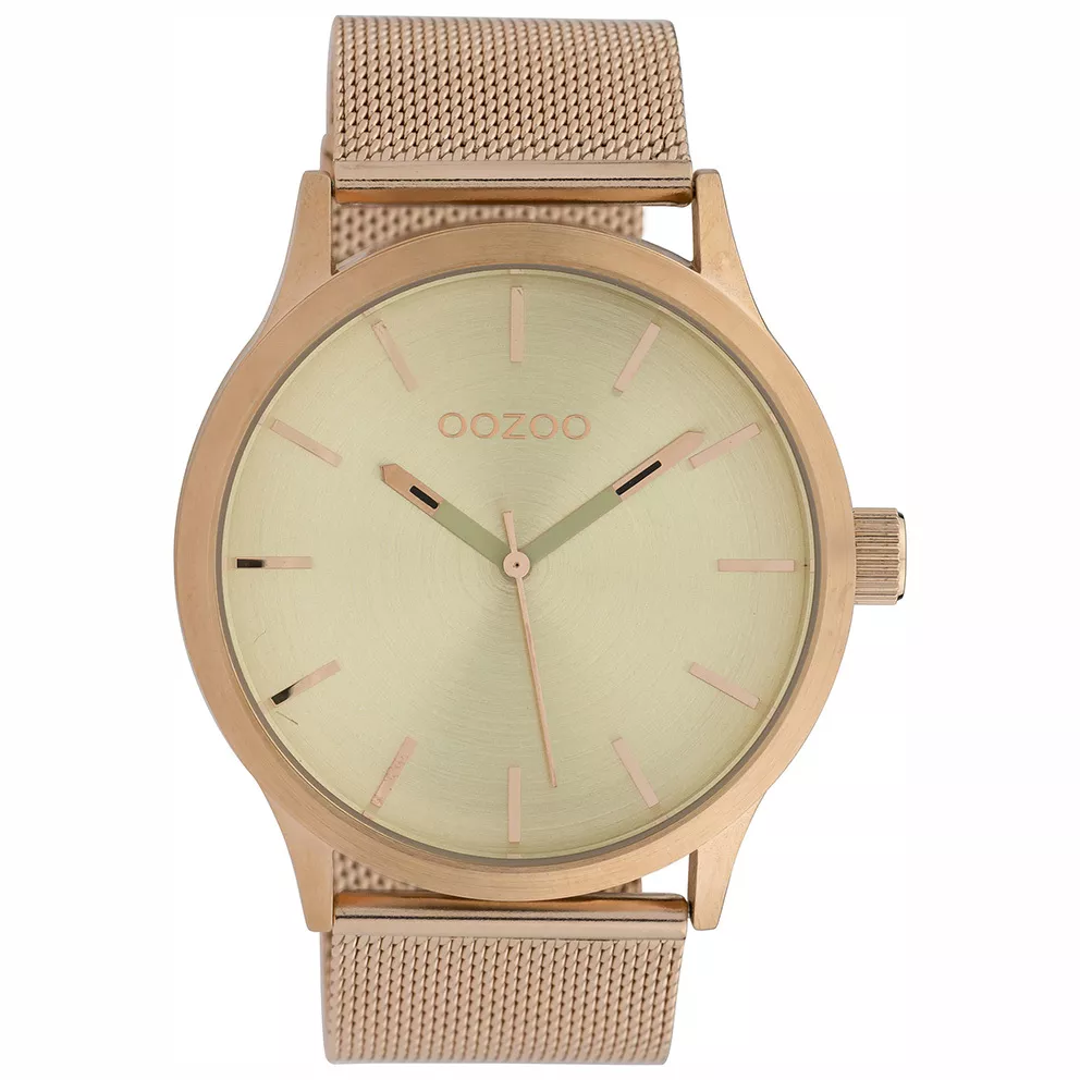 OOZOO C10054 Horloge Timepieces Mesh staal rose- en goudkleurig 45 mm