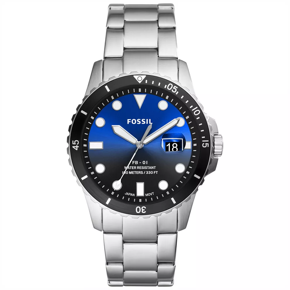 Fossil FS5668 Horloge FB-01 Dive staal zilverkleurig-blauw 42 mm