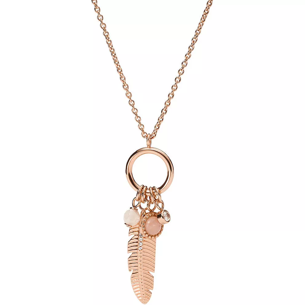 Fossil JF03671791 Ketting Classics Feather staal rosekleurig-roze 46-51 cm