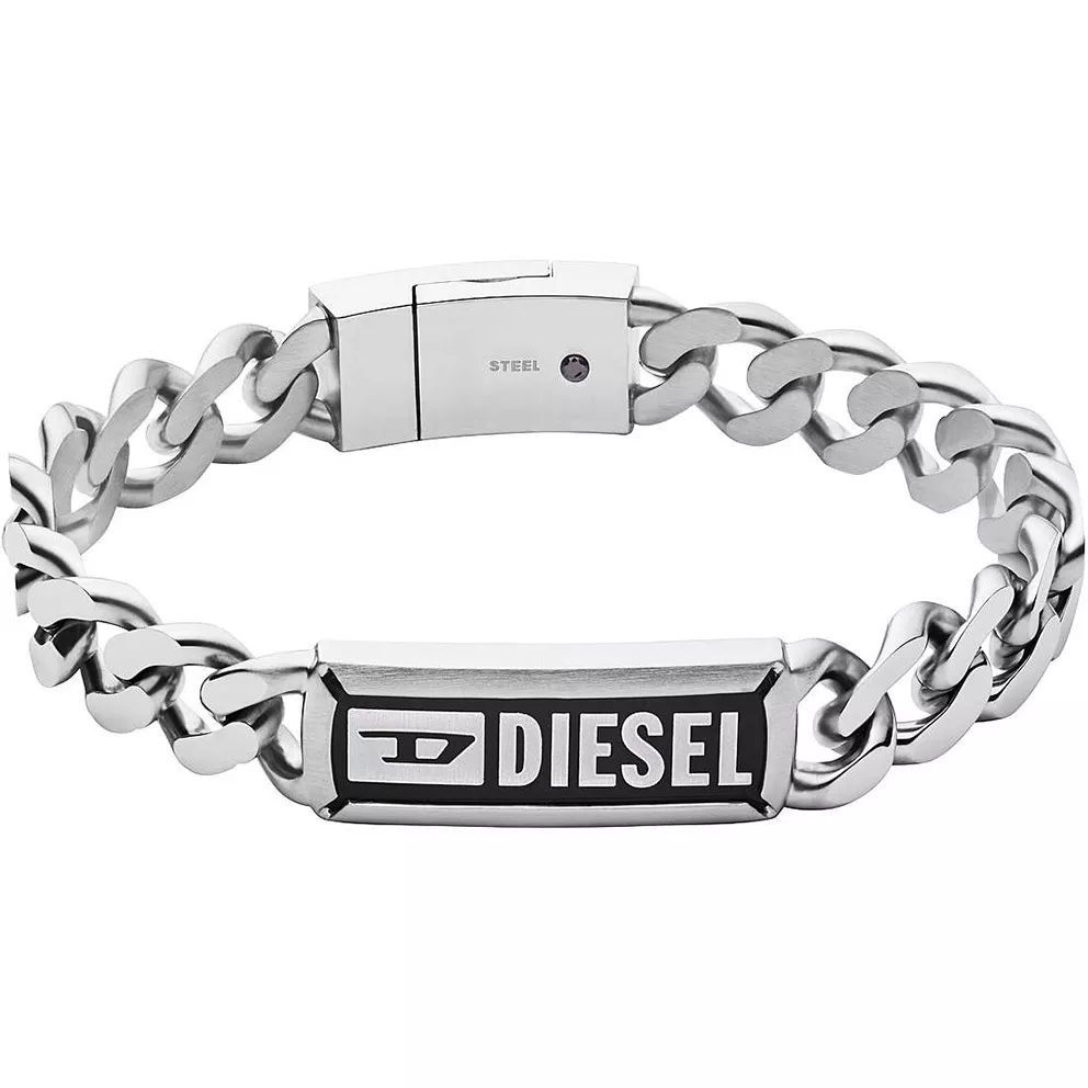 Diesel DX1243040 Armband Steel staal zilverkleurig-zwart 18,5 cm