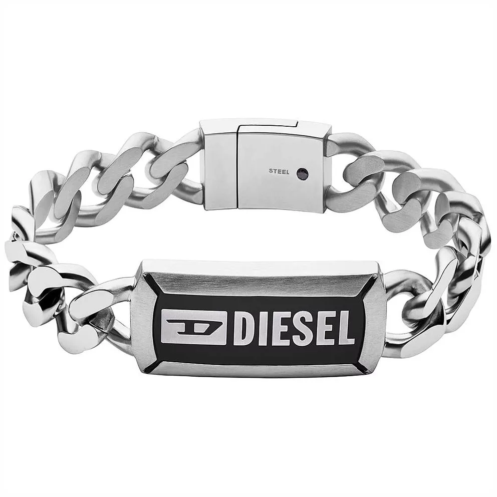 Diesel DX1242040 Armband Steel staal zilverkleurig-zwart 18,5 cm