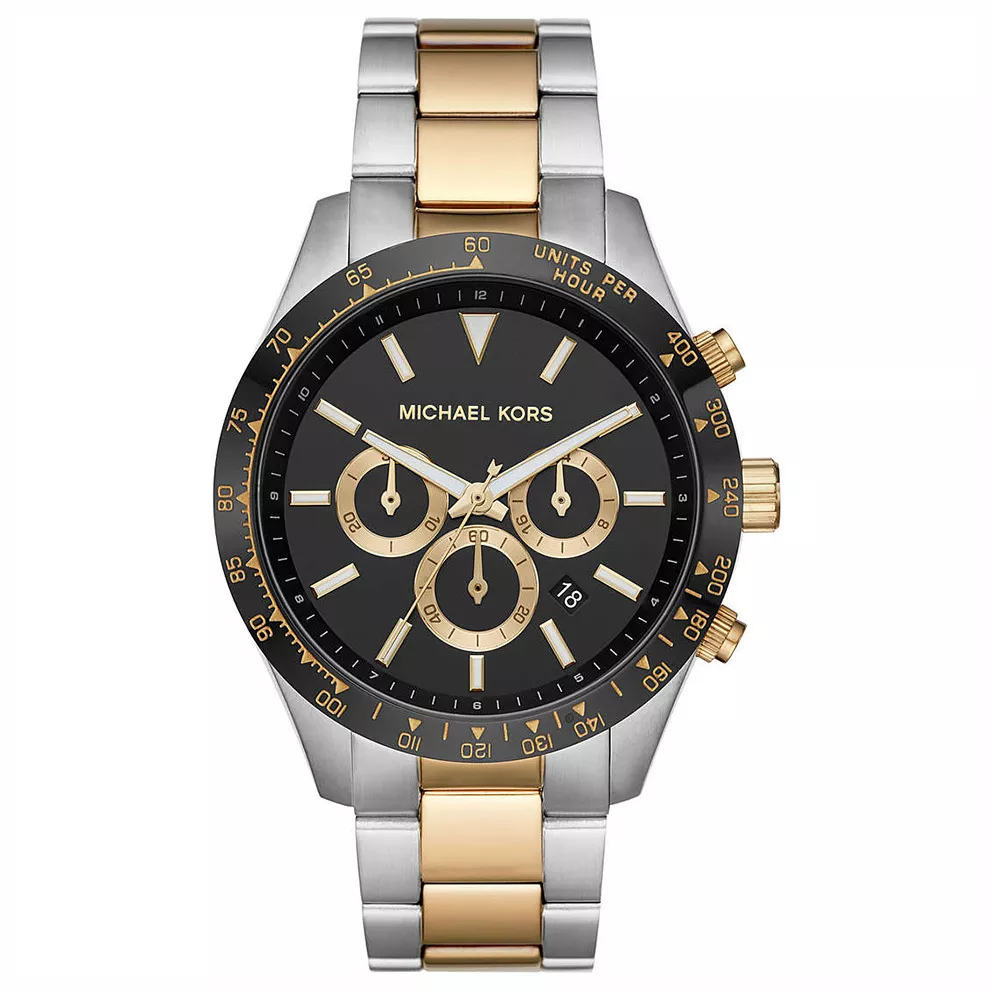 Michael Kors MK8784 Horloge Layton Chrono staal zilver-en goudkleurig-zwart 45 mm