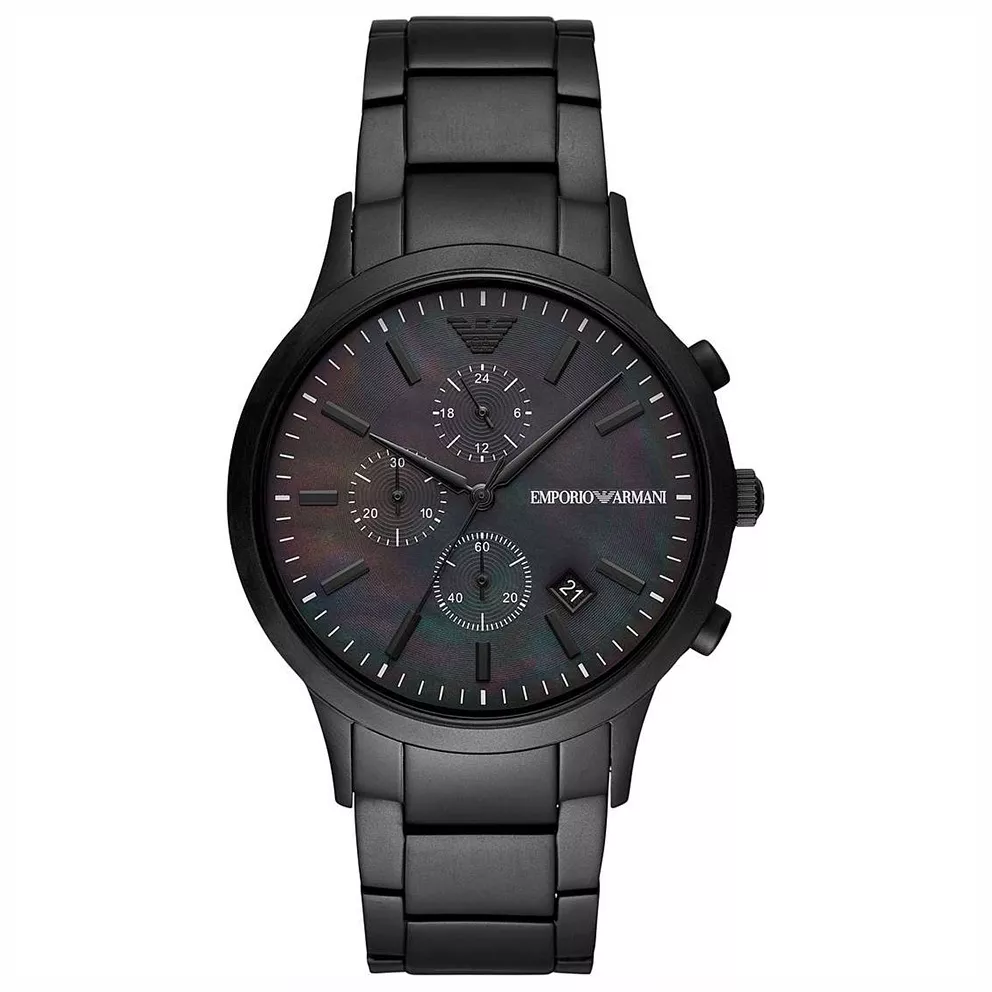Emporio Armani AR11275 Horloge Renato Chrono staal zwart 43 mm