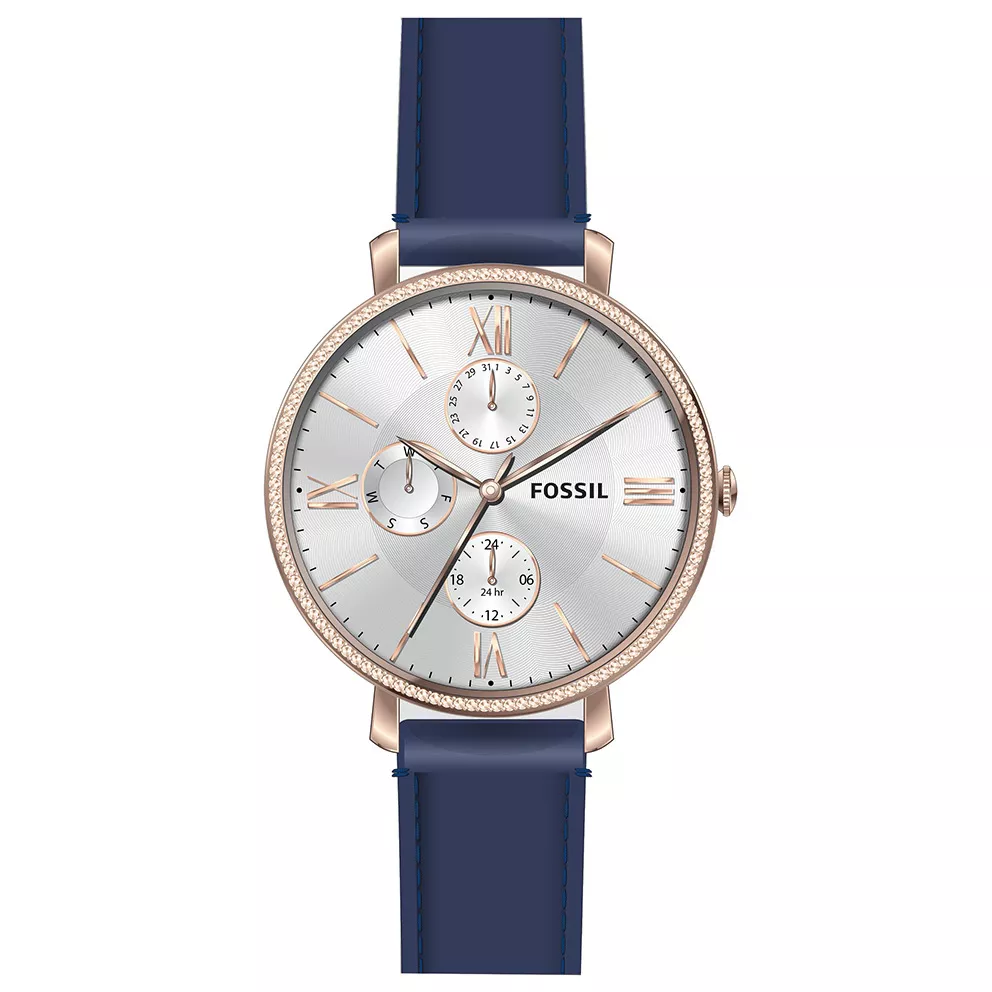 Fossil ES5096 Horloge Jacqueline staal-leder rosekleurig-blauw 38 mm