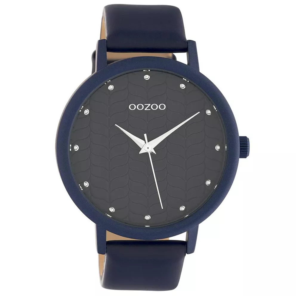 OOZOO C10658 Horloge Timepieces staal-leder diepblauw 45 mm