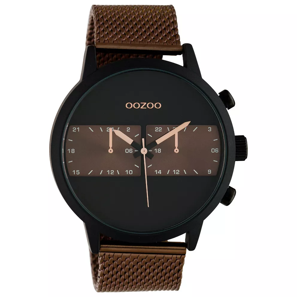 OOZOO C10513 Horloge Timepieces staal zwart-bruin 50 mm