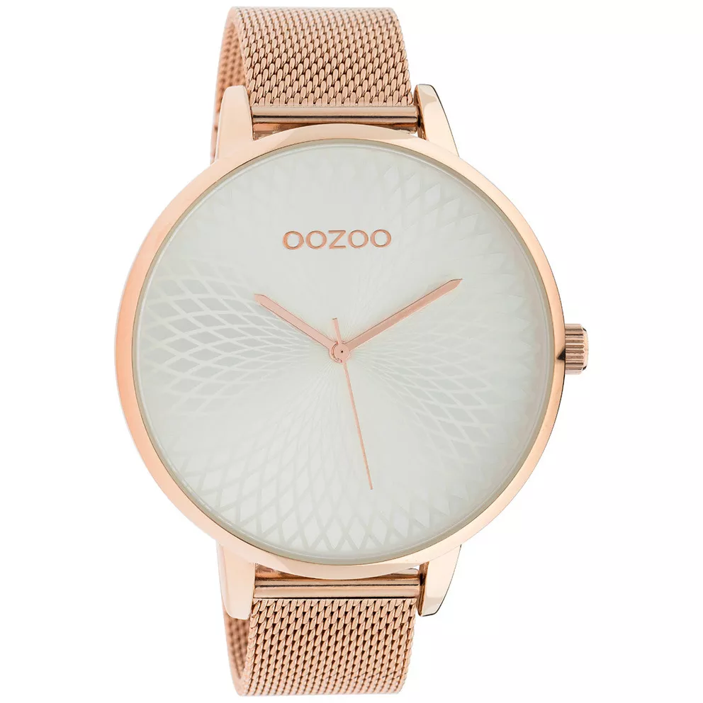 OOZOO C10552 Horloge Timepieces Mesh staal zilver- en rosekleurig 48 mm
