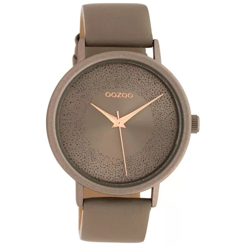 OOZOO C10578 Horloge Timepieces aluminium-leder taupe 42 mm