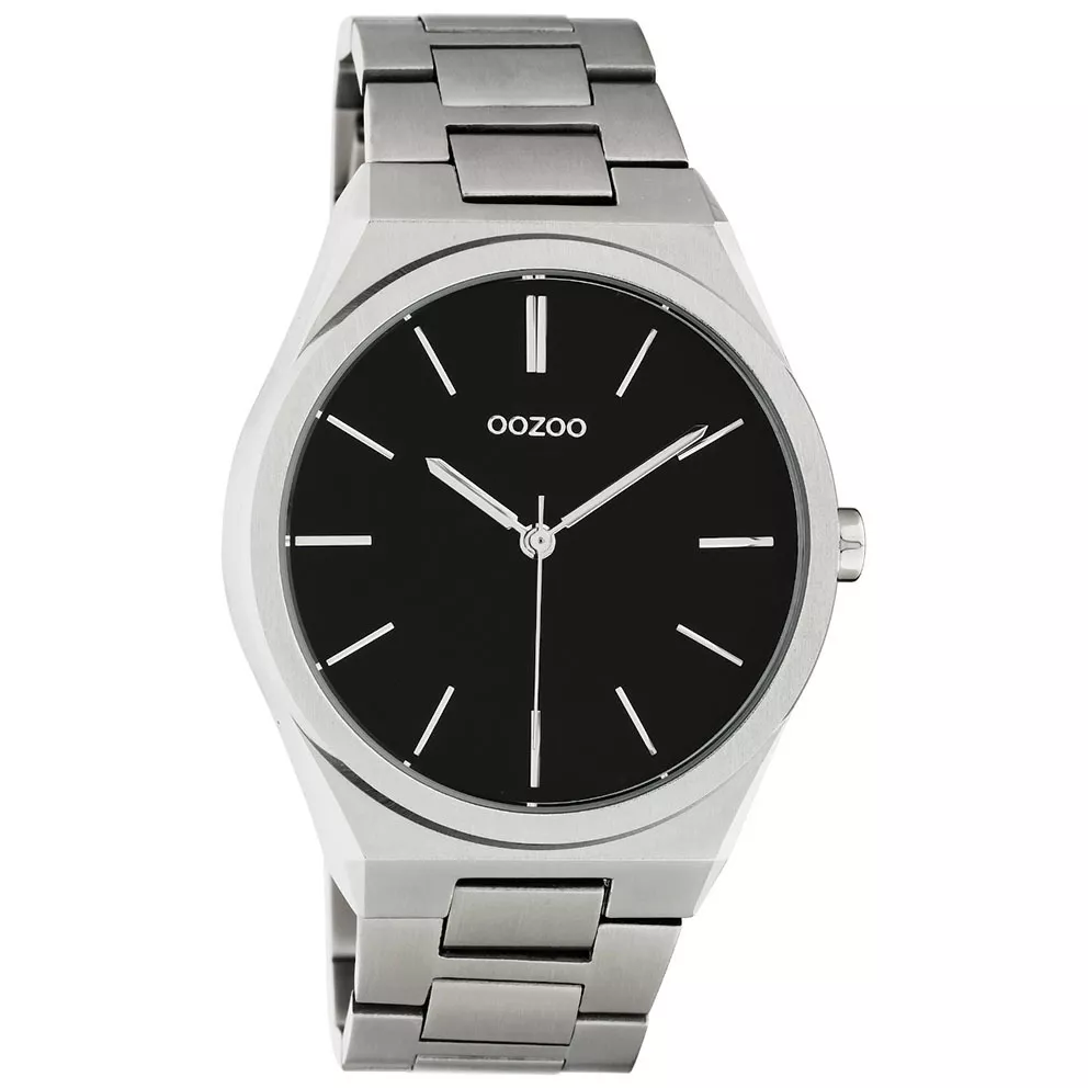 OOZOO C10521 Horloge Timepieces staal zilverkleurig-zwart 40 mm