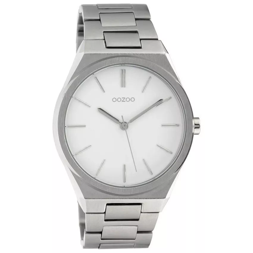 OOZOO C10335 Horloge Timepieces staal zilverkleurig-wit 40 mm