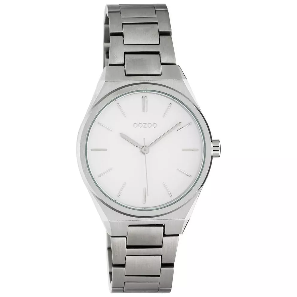 OOZOO C10525 Horloge Timepieces staal zilverkleurig-wit 34 mm