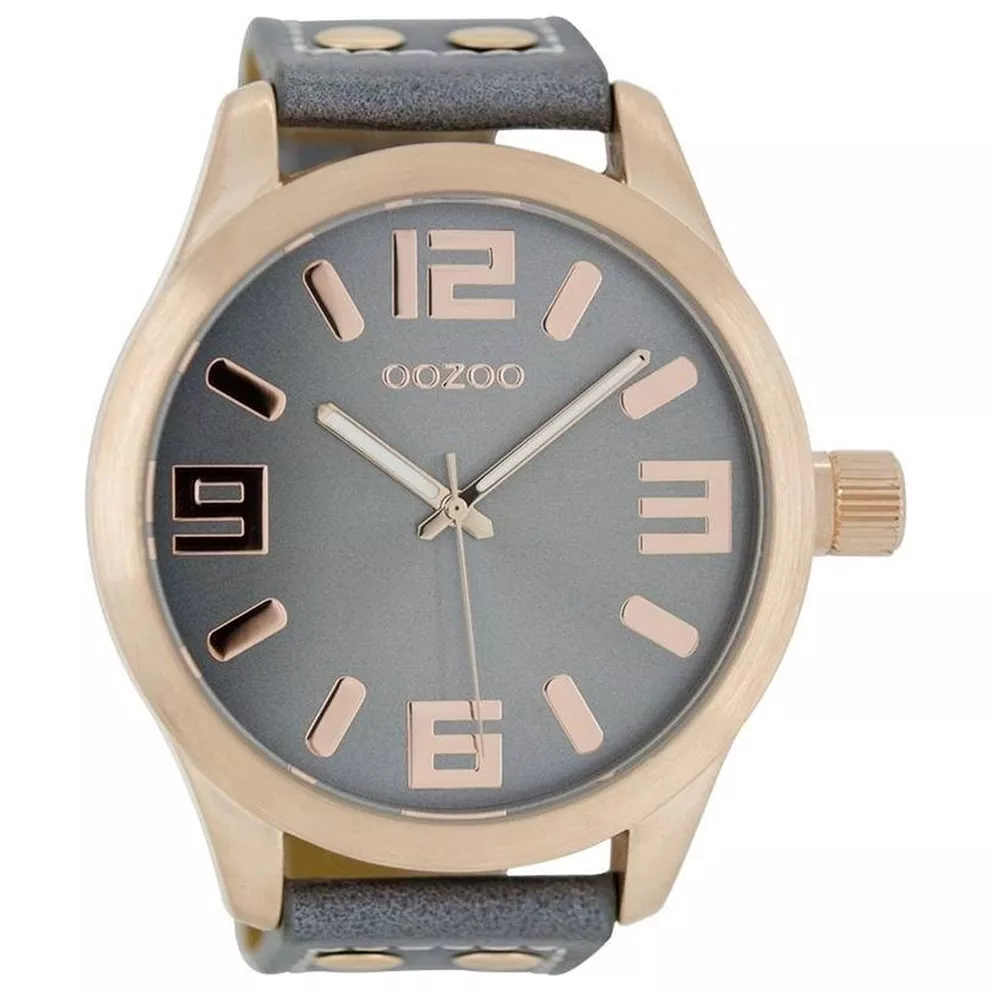 OOZOO C1104 Horloge Timepieces staal-leder rosekleurig-grijs 51 mm