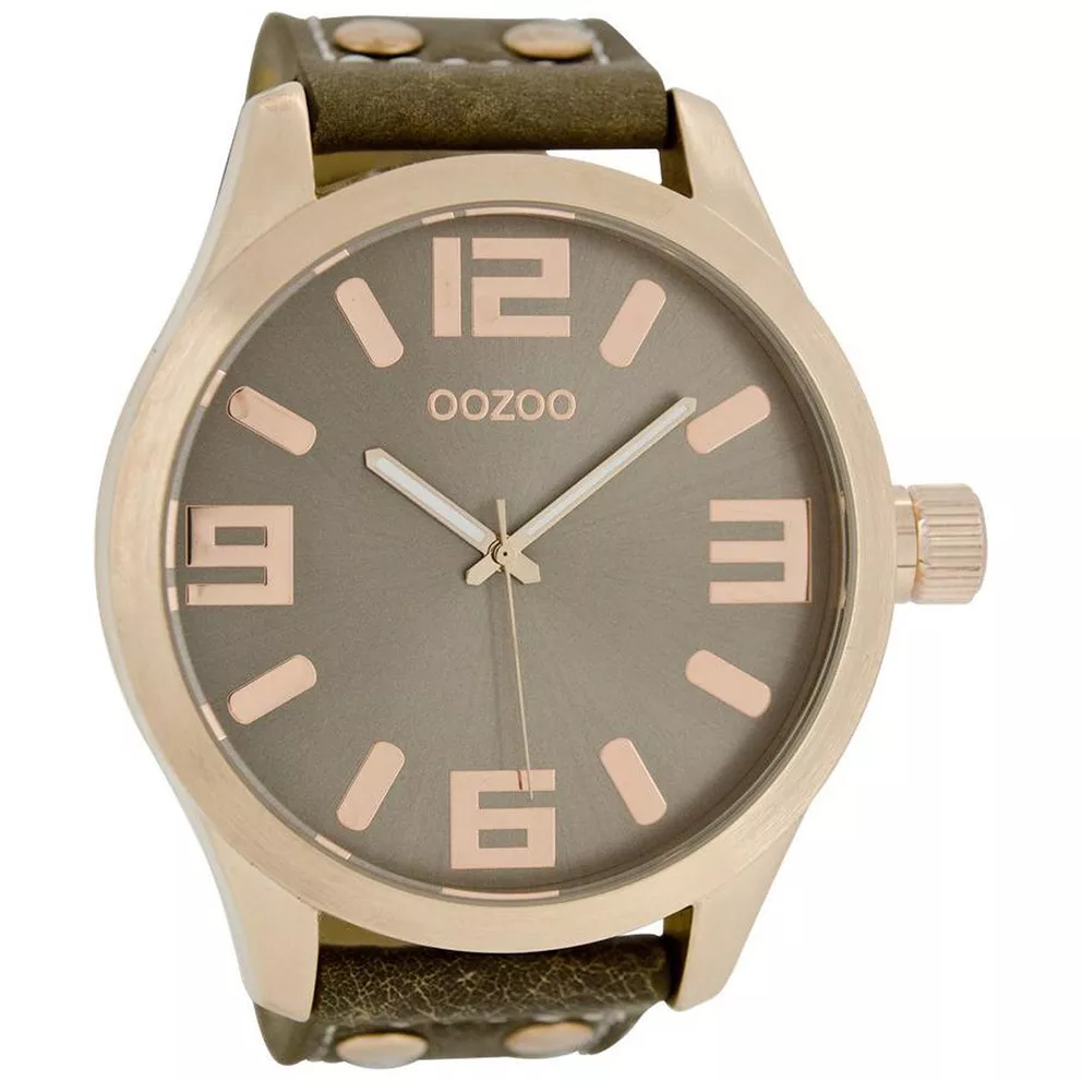 OOZOO C1103 Horloge Timepieces staal-leder rosekleurig-grijs 51 mm