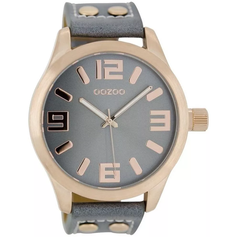 OOZOO C1154 Horloge Timepieces staal-leder rosekleurig-grijs 46 mm