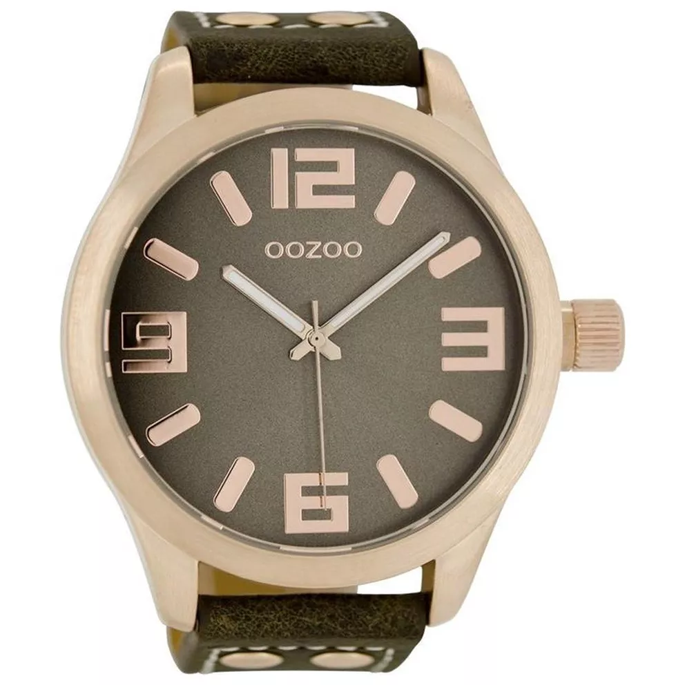 OOZOO C1108 Horloge Timepieces staal-leder rosekleurig-taupe 51 mm