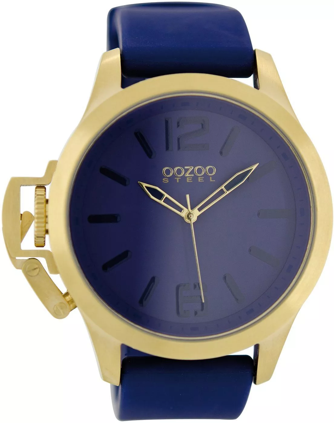 OOZOO OS296 Horloge Steel staal-leder goudkleurig-blauw 47 mm
