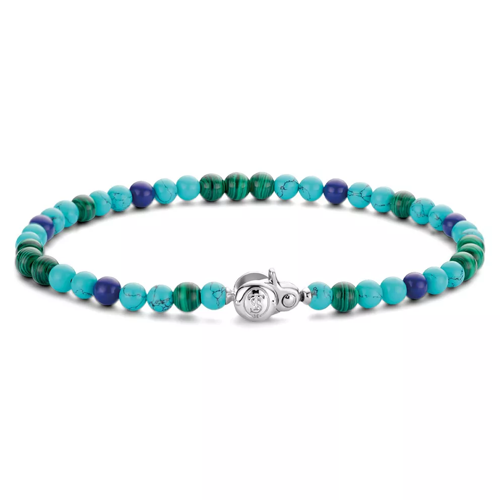 TI SENTO-Milano 2908TM Armband Beads zilver-blauw-en groentinten 4 mm 19,5 cm