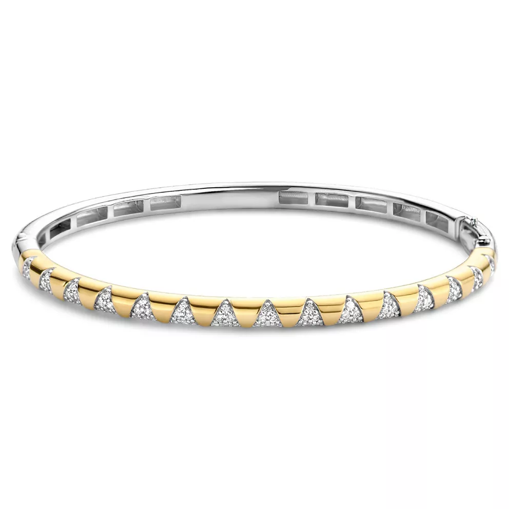 TI SENTO-Milano 2955ZY Armband Bangle zilver-zirconia goudkleurig-wit 4 mm 60 mm