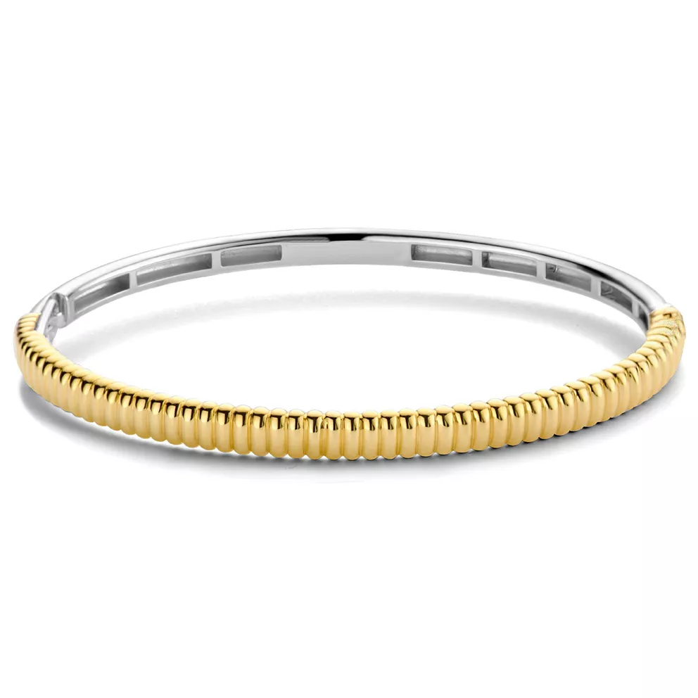 TI SENTO-Milano 2956SY Armband Bangle Ribbel zilver goudkleurig 4 mm 60 mm