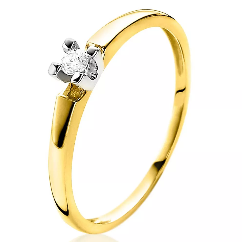 Zinzi Gold ZGR103 Ring geelgoud-diamant 0,05 crt geel-en witgoudkleurig Maat 52