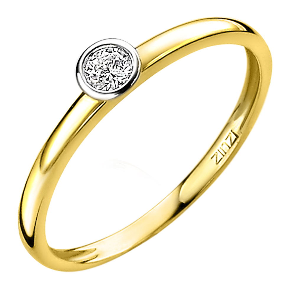 lening voor slang Zinzi Gold ZGR147 Ring Rondje goud-zirconia goud