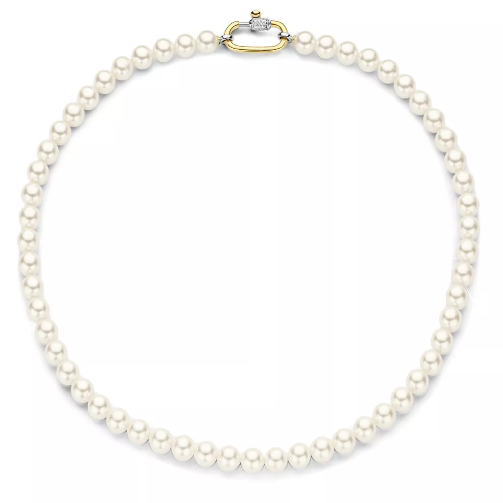 TI SENTO-Milano 3967PW Ketting Beads zilver-parel goudkleurig-wit 48 cm