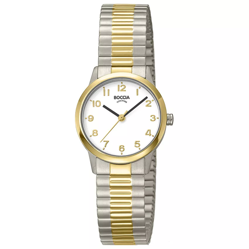 Boccia 3318-03 Horloge Rekband Titanium zilver- en goudkleurig 26 mm