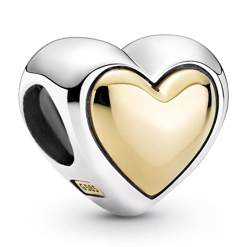 Pandora Two Tone 799415C00 Bedel Domed Golden Heart zilver-goud