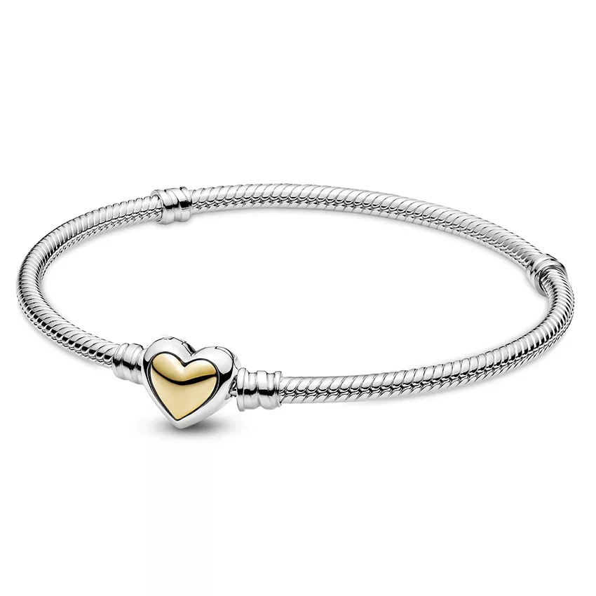 Pandora  Moments 599380C00 Armband Domed Golden Heart zilver-goud