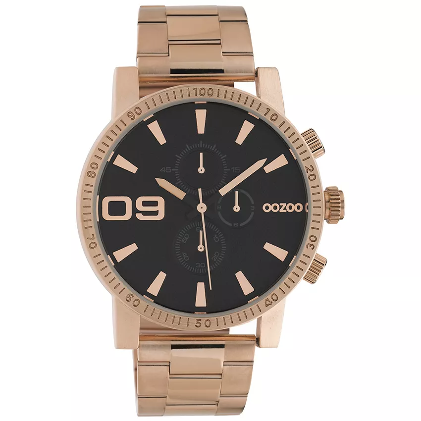 OOZOO C10708 Horloge Timepieces staal rosekleurig-zwart 45 mm