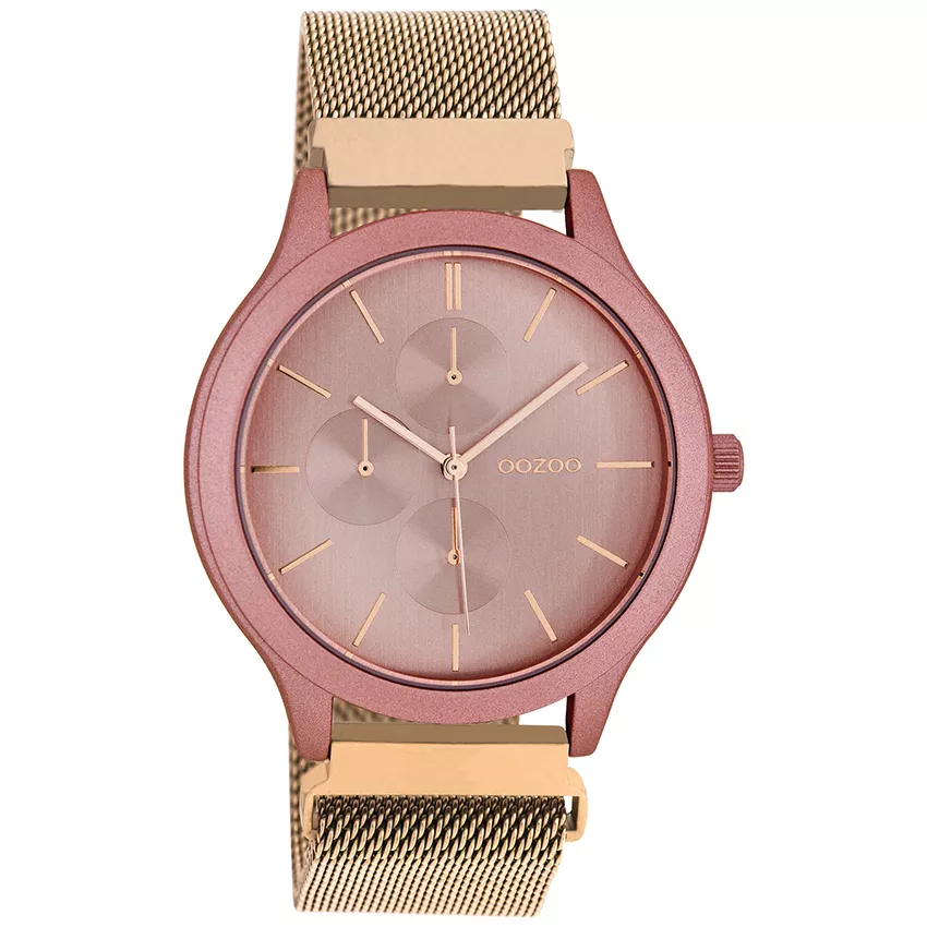 OOZOO C10687 Horloge Timepieces staal mesh rosekleurig-roze 45 mm