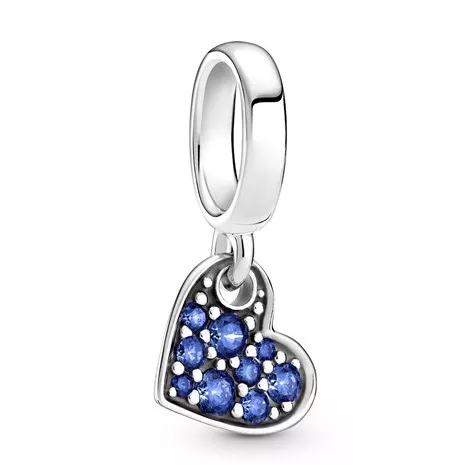 Pandora Colours 799404C01 Hangbedel Stellar Blue Pavé Tilted Heart zilver-kristal blauw