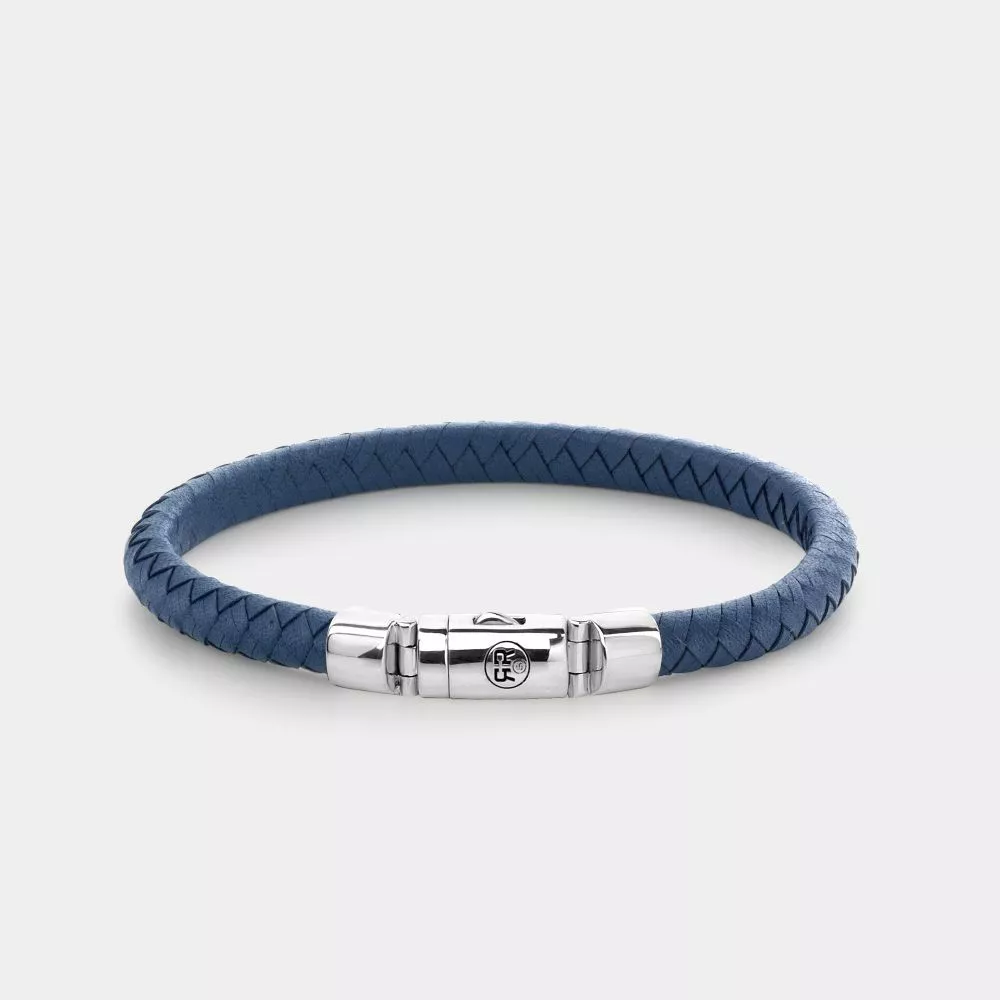 Rebel and Rose RR-L0125-S Armband Half Round Braided Blue Blauw