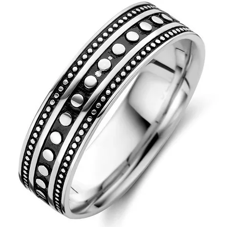 Ring Fantasie zilver-oxide 6 mm