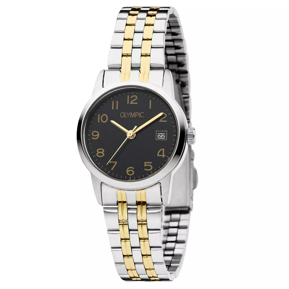 Olympic OL26DSS126B Horloge Portland staal zilver-en goudkleurig-zwart 26 mm