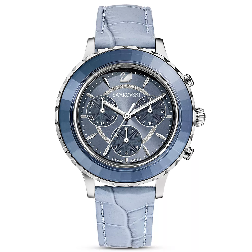 Swarovski 5580600 Horloge Octea Lux Chrono zilverkleurig-denimblauw 39,5 mm