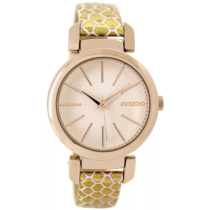 OOZOO C9487 Horloge Timepieces staal-leder rosekleurig-roze 36 mm