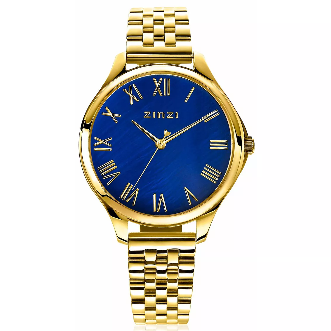 Zinzi ZIW1147 Horloge Julia staal goudkleurig-blauw 34 mm + gratis armband