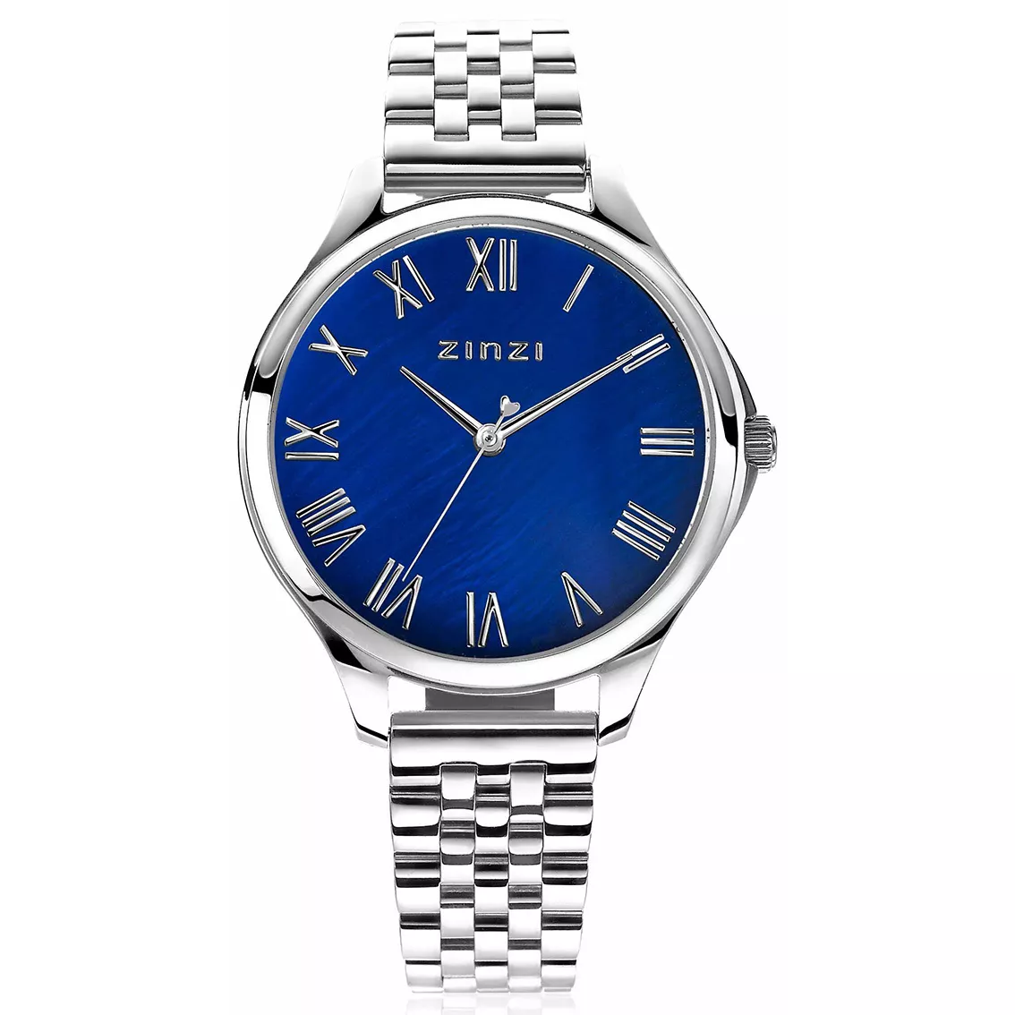 Zinzi ZIW1146 Horloge Julia staal zilverkleurig-blauw 34 mm + gratis armband