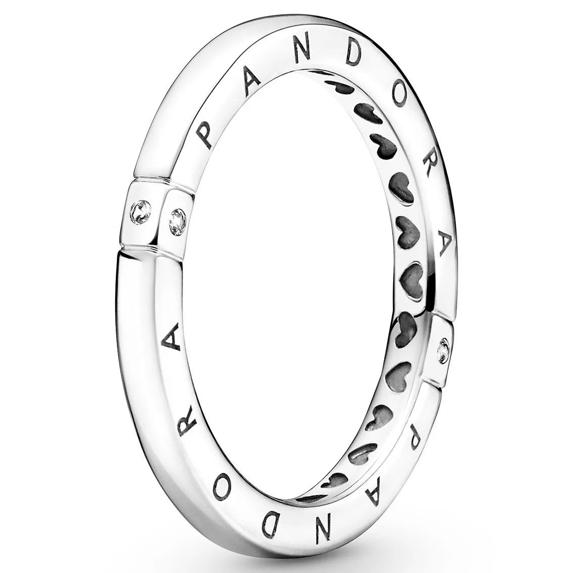Pandora 199482C01 Ring Logo and Hearts zilver-zirconia 