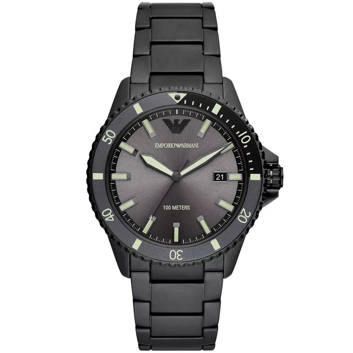 Emporio Armani AR11398 Horloge Diver staal zwart 42 mm