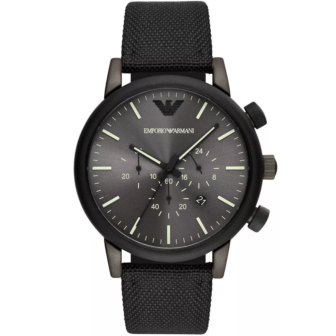 Emporio Armani AR11409 Horloge Luigi Chrono staal-leder zwart-grijs 46 mm