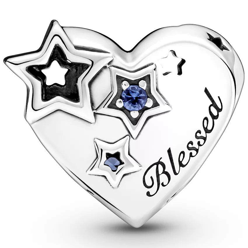 Pandora 799527C01 Bedel Thankful Heart and Stars zilver-kristal blauw
