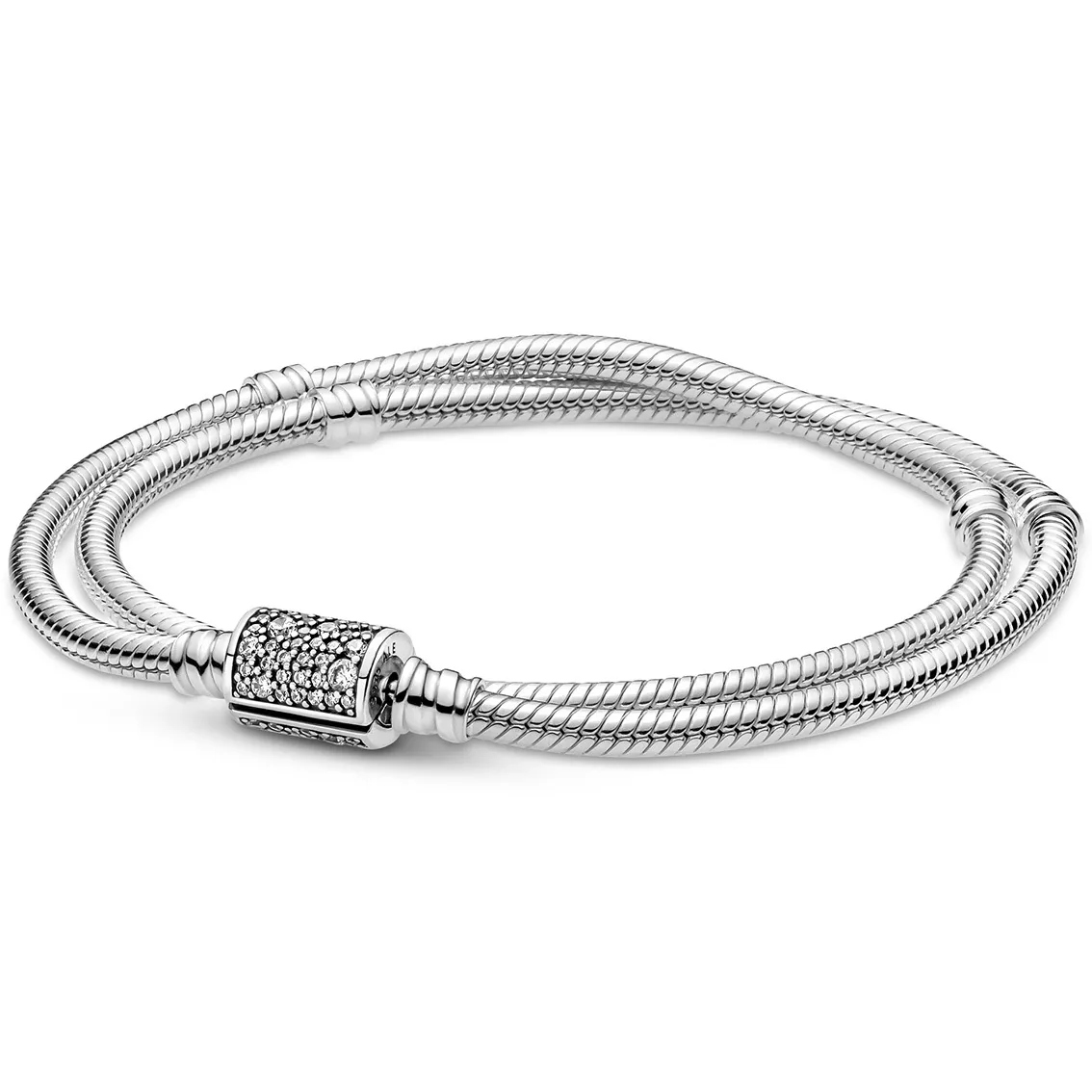 Pandora 599544C01 Armband Double Snake Chain zilver-zirconia 