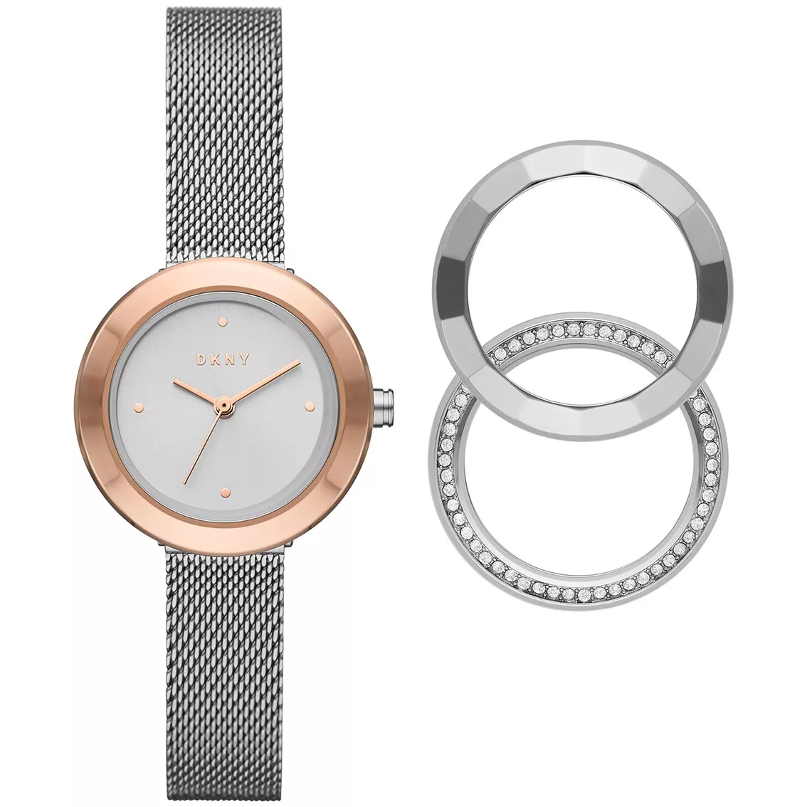 DKNY NY2975 Giftset Horloge + Kastranden Sasha staal zilver- en rosekleurig-wit 29 mm