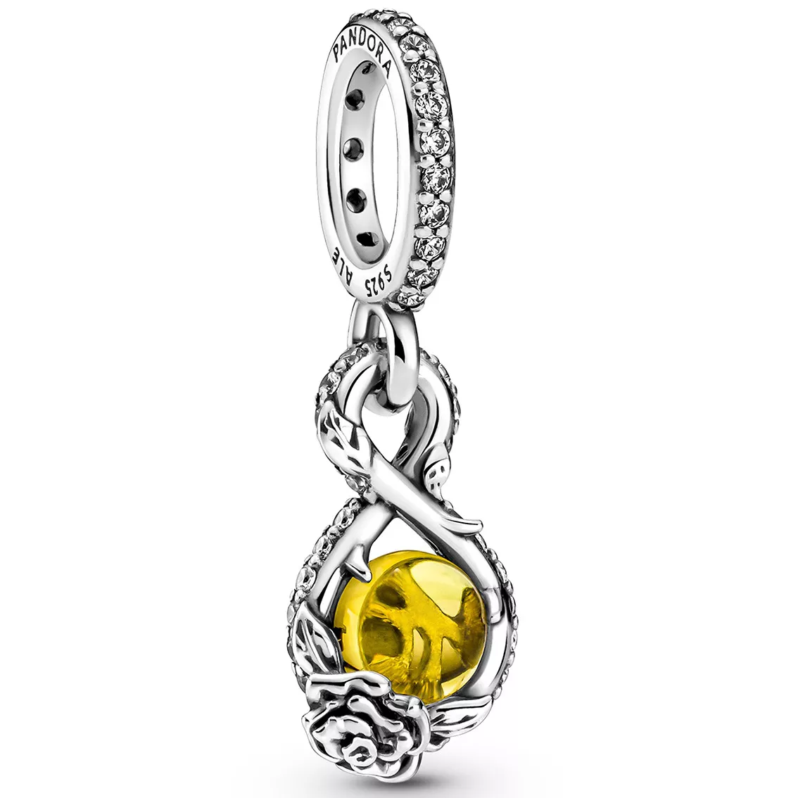 Pandora Disney 399525C01 Hangbedel Belle and The Beast Infity-Rose zilver-kristal geel